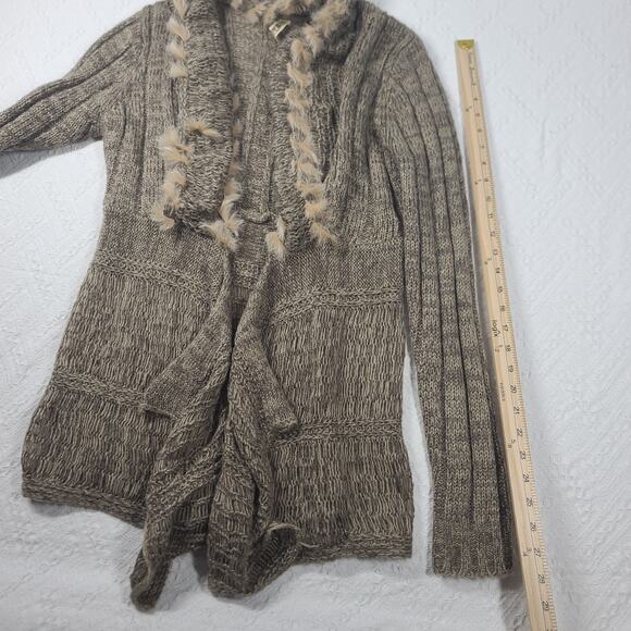 BKE buckle womens duster cardigan sweater beige Wool Rabbit hair Size Large Boho - Picture 3 of 8